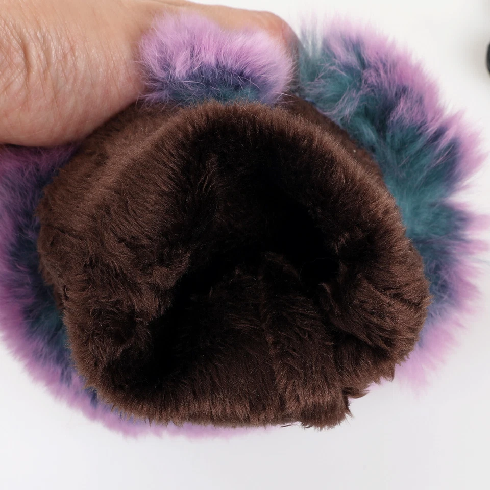 Women's Winter Warm Genuine Leather Gloves Rex Rabbit Fur Trim Cuff Velvet Lined - Image 2 of 4