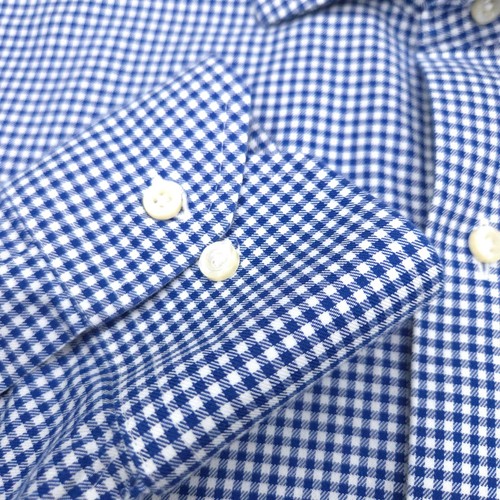 BROOKS BROTHERS DRESS SHIRT -15.5 32/33 WHITE BLUE CHECK TWILL -REGENT SLIM - Picture 3 of 8