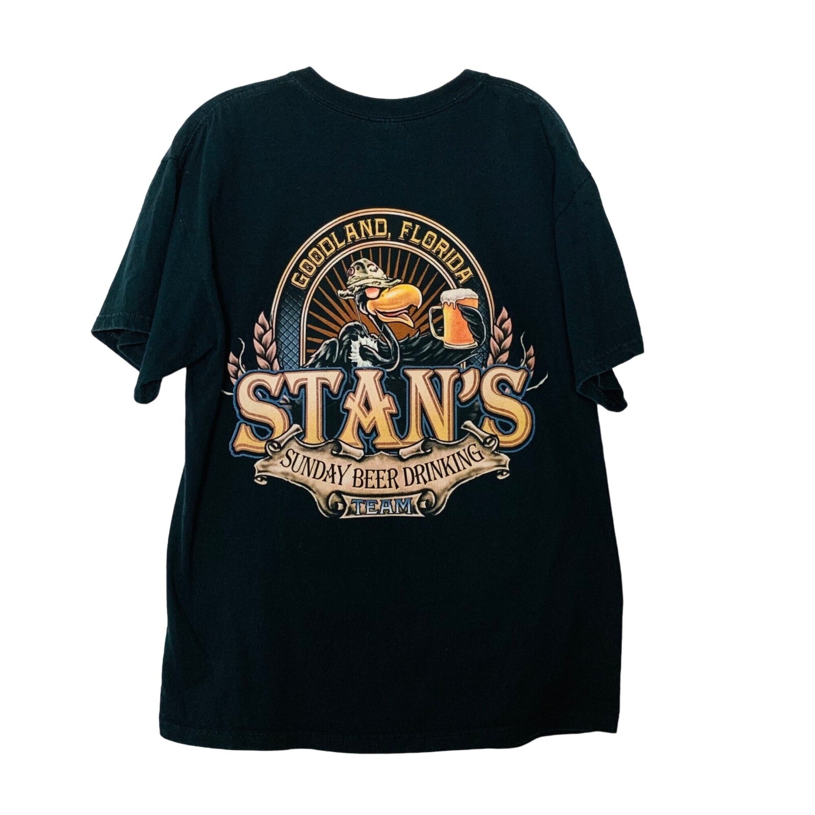 Stans Goodland Florida Graphic T Shirt Size L Sunday Beer Drinking Team