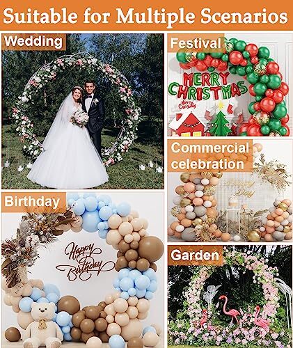 7 Ft Round Wedding Arch for Ceremony Metal Balloon Arch Stand with Two Black - Picture 6 of 7