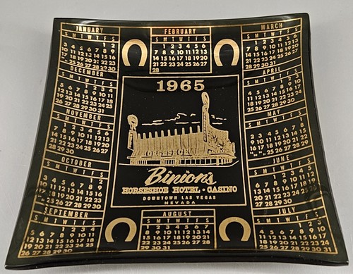 Las Vegas Binions' Casino Downtown Calendar 1965 Ashtray With Mailing Carton - Picture 2 of 9