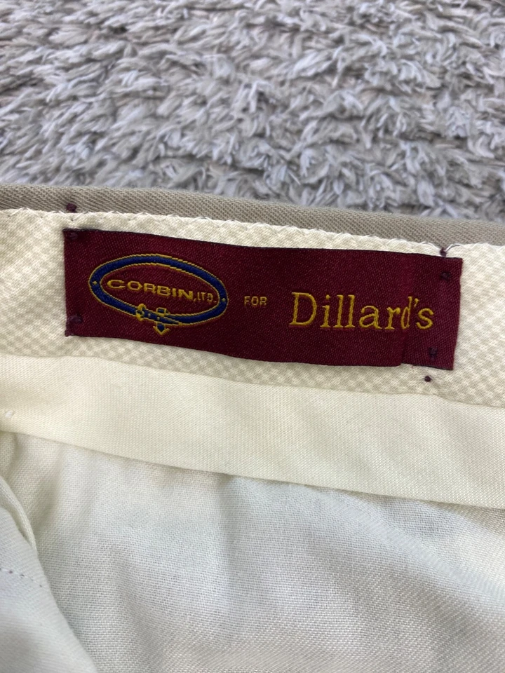 Calça Corbin Masculina 38X28 Bege Caqui Lã Frente Plana União Fabricada nos EUA - Imagem 3 de 4