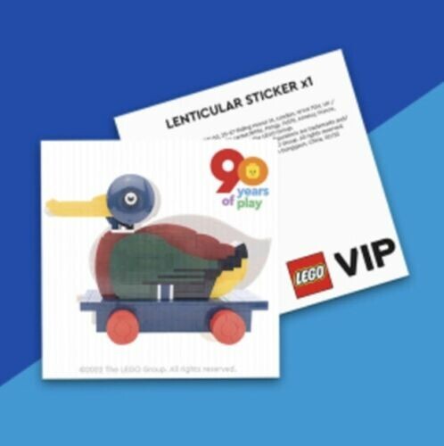 LEGO VIP 2022 Lenticular Duck Holographic Sticker Decal .. 90 YEARS OF PLAY