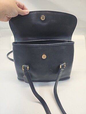 Vintage Coach Leather Pocketbook Equestrian Flap Shopper Bag