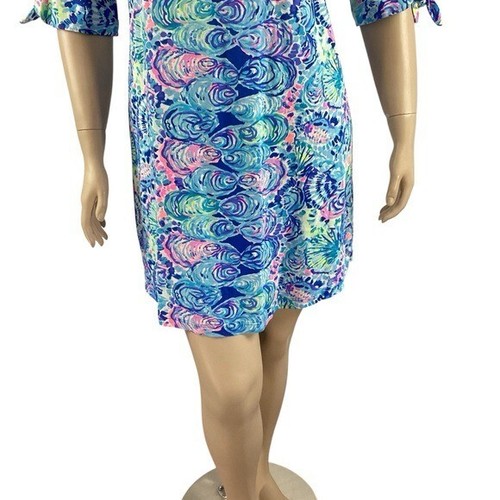 Lilly Pulitzer Preston Dress Ocean Commotion Blue Print XL Cotton - Picture 3 of 6