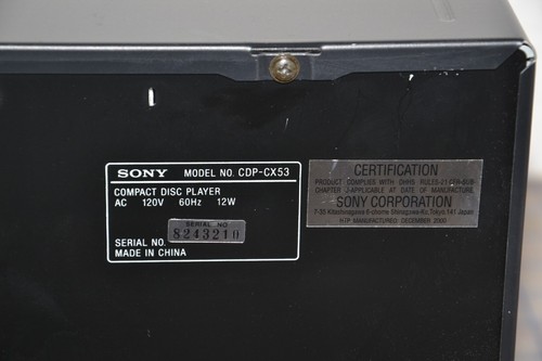 Sony CDP-CX53 Compact Disc Player 50+1 Disc CD Changer - No Remote - Picture 12 of 12