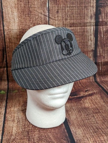 Disney Angry Mickey Mouse Sun Visor Gray Pinstripe Adjustable NEW Unisex Adult - Picture 1 of 5