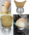 Thai Lao Sticky Rice Cooker Steamer BamBoo Basket Pot Kitchen Food Menu