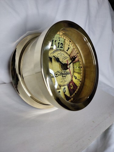 Antique Brass Ship Clock Vintage Style Marine Nautical Shiny Clock Wall Decor - Picture 7 of 7