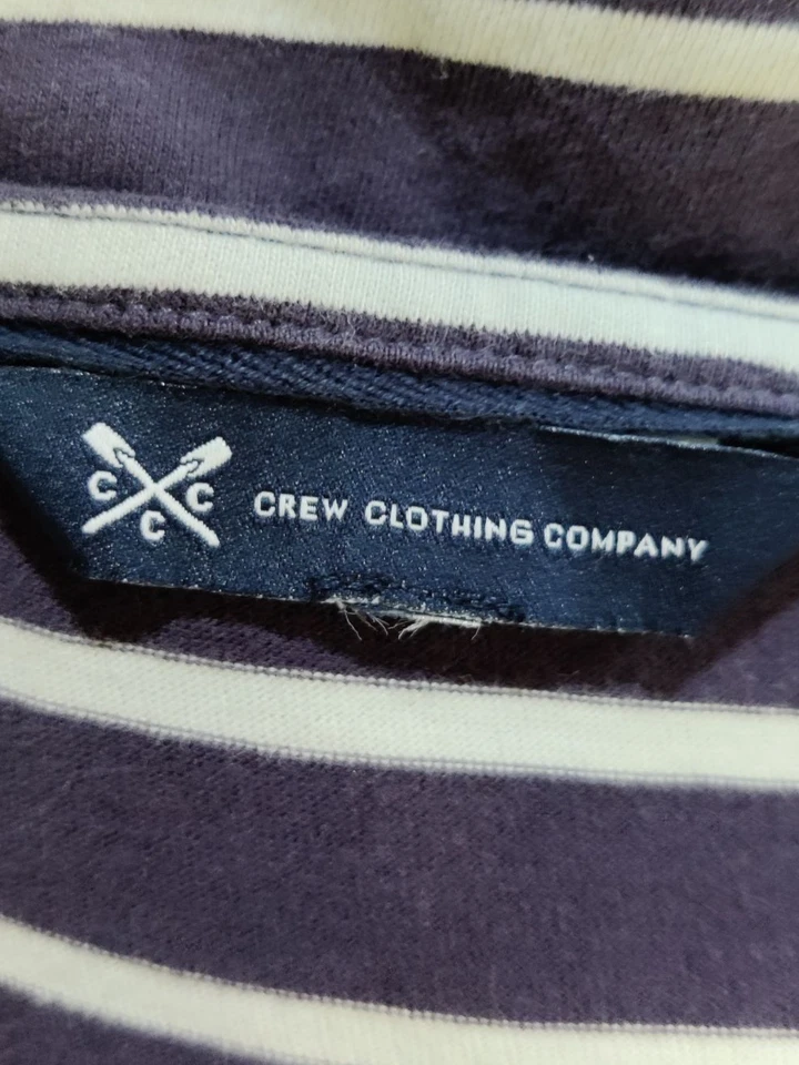 CREW CLOTHING NAVY BRETON T-SHIRT SIZE UK 10-12 COTTON WOMENS 3/4 SLEEVE CREW  - Image 4 of 4