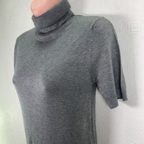 Mango Rollkragen Strick Top, Kurzarm Gr. M, grau - Bild 8 von 16