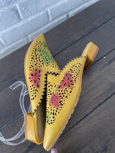 L'Artiste By Spring Step Galatina Mule Flower Yellow Sandal Size EU 41 US 10 - Picture 7 of 13
