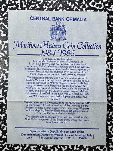 (1984-86) Malta 4x Coin Maritime History Mint Set Lot#B1987 Silver! With Case - Picture 5 of 6