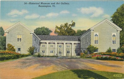 Linen Postcard VT E494 Historical Museum and Art Gallery Bennington Curteich 