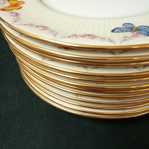 10 Royal Doulton RA8435 Rosa Rose Swags Handbemalt Schmetterlinge Speiseteller - Bild 23 von 24