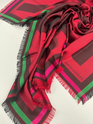 Carlo Visintini Silk Wool Stole Scarf New Authentic - Picture 4 of 12