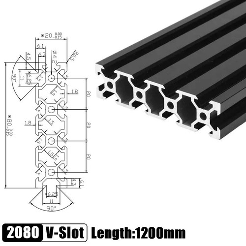 V-Slot 2080 Aluminum Profile Extrusion 600-1500mm Linear Rail for CNC 3D Printer - Picture 27 of 30