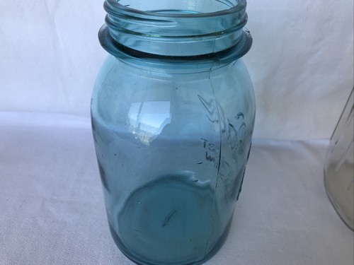 Vintage Ball Perfect Mason Aqua Blue 1 Qt. Mason Jar with #1 on Bottom No Lid - Picture 7 of 10
