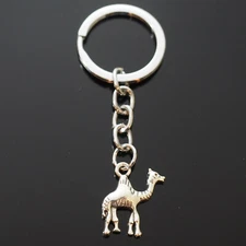 Camel Single Hump Bactrian Dromedary Silver Pendant Keychain Gift Key Chain