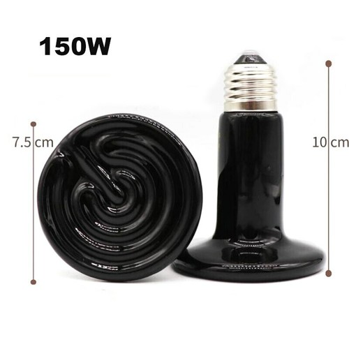 Black Pet Heating Lamp 50-200W E27 Infrared Ceramic Reptile Heat Emitter Bulbs - Picture 15 of 16