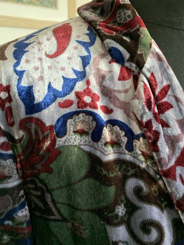 Zara Paisley Mulberry Silk Velvet Blazer Jacket - Size Medium Coat Bloggers Fav - Picture 4 of 15