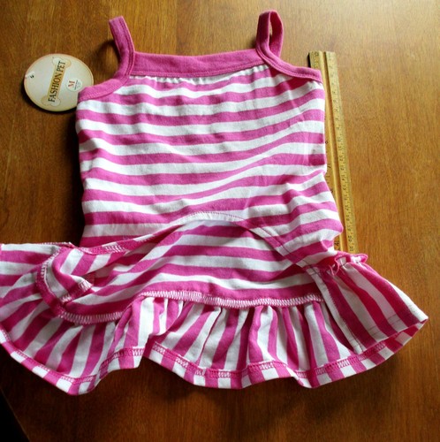 Fashion Pet Medium Pink Striped Ruffle Dress Yummy Candy Heart ~ 14" - 16" ~ NWT - Picture 2 of 2