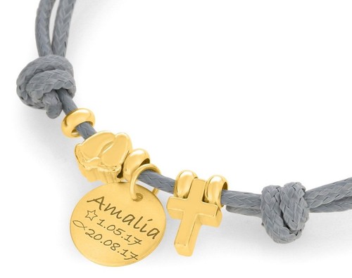 Taufarmband mit Namensgravur Geschenk zur Taufe Geburt Kindersarmband vergoldet - Bild 2 von 4