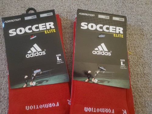 Adidas Soccer ELITE Socks - Red/White. Size L Set Of 2 - Picture 4 of 7