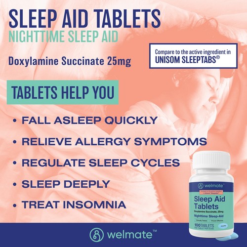 ✨ Sleep Aid, Doxylamine Succinate 25Mg - USA Made - 100 Tablets - Picture 2 of 5