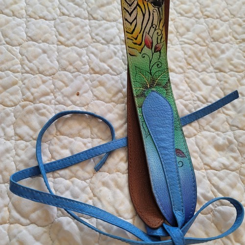 Vintage Y2K Tattoo Floral Zebraha Hand Painted Tie Belt Size Large - Afbeelding 5 van 8
