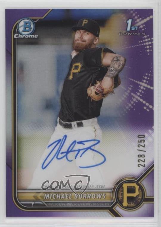 2022 Bowman Chrome Prospect Purple Refractor /250 Michael Burrows #CPA-MB Auto