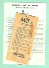 Mossberg Model 44 US (a) Factory Instruction Sheet Manual Rep