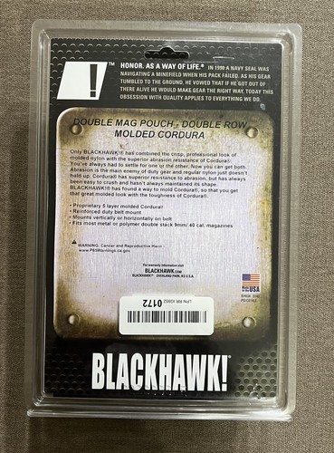 BlackHawk Black Double Mag Pouch Double Row Molded Codura NEW - Picture 2 of 3