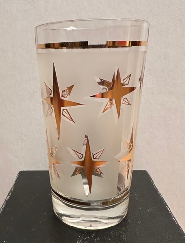 Mid Century Modern 4 vasos esmerilados Bartlett Collins Atomic Starburst - Imagen 3 de 16