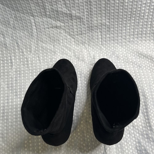 Schwarze Damen-Stiefeletten Größe 8 Wildlederimitat mit 4-Zoll-Keilabsatz - Bild 6 von 12