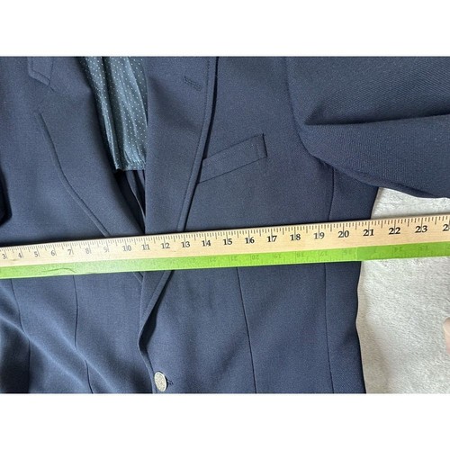Vtg Joshua Trent Deconstructed Blazer Navy Gold Buttons Monogrammed USA *READ - Picture 15 of 19