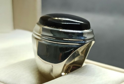 Natürlicher jemenitischer dunkel-tiefrot Aqeeq Sterlingsilber 925 handgefertigter Achat Herrenring - Bild 2 von 12