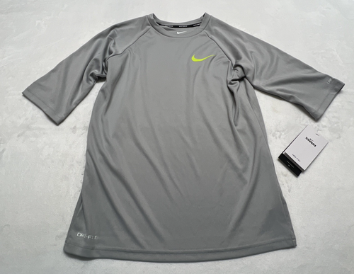 NWT Nike Boys L 12 / 14 Dry-Fit Rash Guard Swim Shirt Sun Protection UPF40+ Gray - Picture 9 of 9
