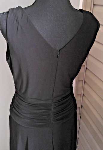 JESSICA HOWARD EVENINGS SIZE 12 BLACK FORMAL DRESS WITH BEADED STRAPS - Picture 5 of 5