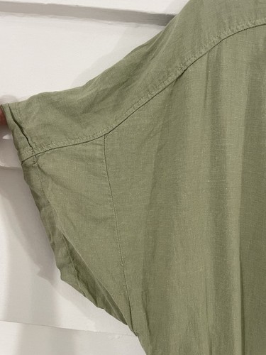New ZARA Khaki Green Linen Blend Button Shirt Playsuit Shorts Jumpsuit S Y505 - Picture 7 of 11