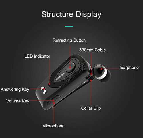 Fineblue F930 Headphone Headset Clip Wireless Retractable Earphones Earbud Music - Bild 9 von 11