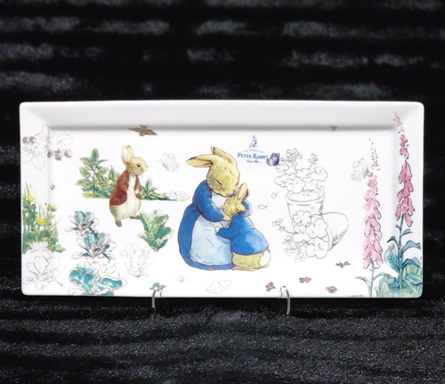Beatrix Potter Peter Rabbit Porzellan Serviertablett Ostern 14" Blumen Garten Frühling