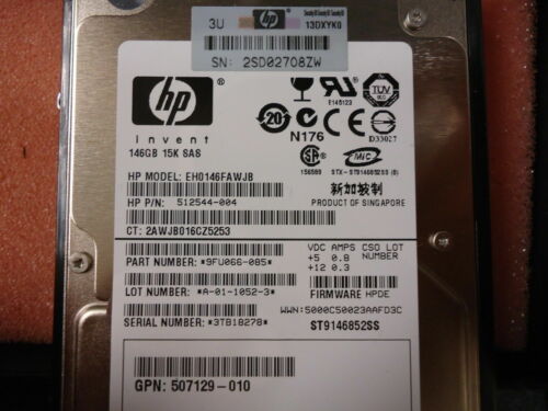 HP 512544-004 146-GB 15K RPM SAS 6Gbps 2.5" Dual Port HDD EH0146FAWJB 512547-B21 - Picture 2 of 2