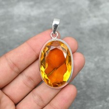 Citrine Handmade Gemstone Silver Pendant 925 Sterling Silver Jewelry Pendant