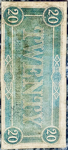 1864 $20 CSA Richmond Virginia Confederate Note BU Serial Number 6696 - Picture 22 of 24
