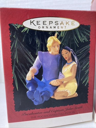 2x Hallmark Keepsake Xmas Ornament Disney's Pocahontas John Smith Meeko VTG FS!! - Picture 4 of 18