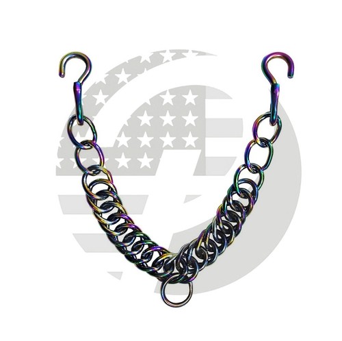 Rainbow Western English Bit,Curb Chain Stainless Steel Double Link with Hooks
