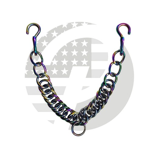 Rainbow Western English Bit, Curb Chain en acier inoxydable double maillon avec crochets - Photo 1/2