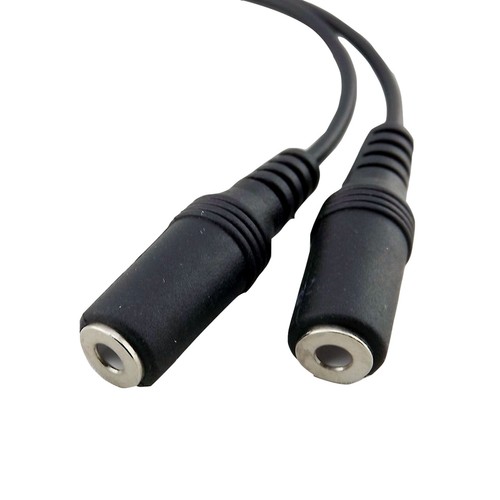 3.5mm 1/8" Female Stereo To Dual 3.5mm Jack Female Y Splitter Audio Cable Black - Picture 3 of 4