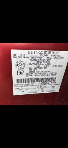 10-19 Ford Taurus SHO Passenger Side View Power Door Mirror OEM Paint Code: U6 - Picture 8 of 8